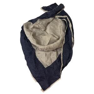 Vintage Vera Neumann Scarf - Signed - Blue & White - Polka Dot